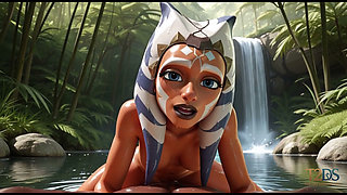 Ahsoka Tano got caught bathing and was fucked in the lake.