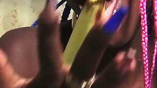 Ebony Teen Pearl Teasing with Dildo and Chocolate