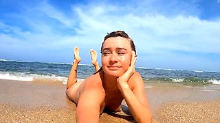 Blonde Babe's Naked Swim in the Ocean