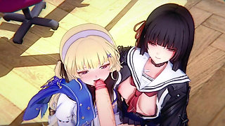 Wuthering Waves- Chisa X Phoebe FFM Rough Sex BDSM - 3D Hentai Animations