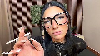 Smoking Sloppy Deepthroat in Latex Outfit