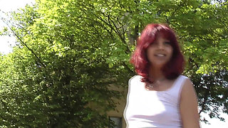 Mature Redhead MILF Rides BBC Outdoors for Facial