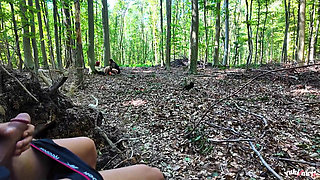 A Voyeur in the Forest Fucks 2 Bitches