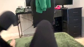 Stepsister got fucked with her glasses on, and happily enjoyed a taste of his cum POV