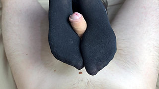 Female Domination of Cock with Feet From Mistress in Latex Suit