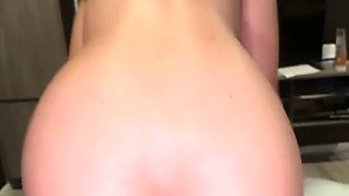 Pretty Thai teen take a big white cock in doggystyle and get huge creampie