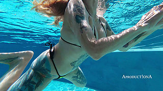 Underwater Sex with 2 Cum Shots with Her Step Grandson