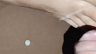 Secret Sperm on the Feet of a Stepsister. a Little Sperm at the Beginning of the Video and a Lot at the End!