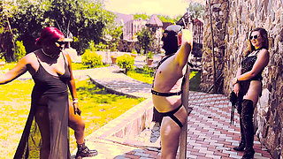 Angry Black Dominatrix whipping w slave