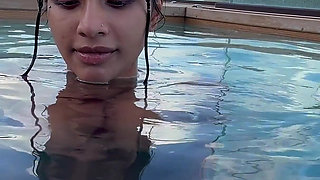 Busty India Gives an Amazing Blowjob in the Hotel Pool to Everyone's Glass- Yasmina Khan