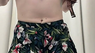 Striptease in a Shop as I Get Naked to Try on Dresses and a Bikini Top