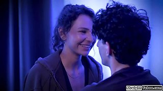 Stepdad Blowjob Threesome with Stepdaughters GF and Step Son Joins Anal