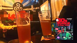 French Wife Has Risky Orgasm at Bar While Waiter Watches - Remote Vibrator Tease