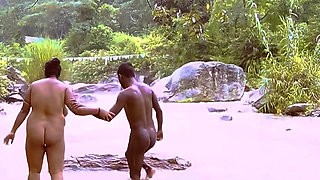 Boyfriend and girlfriend romantic chodai in lake of waterfall