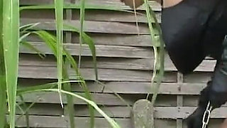 Dominating girl spanks the masked guy