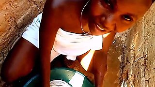 Village Bathroom Massage - Vintage Ebony Teen Shower & Pet Play