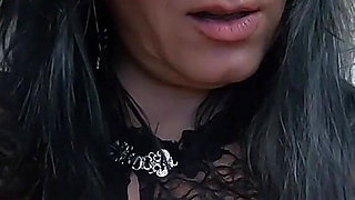 Smoking and Dancing in Red Lace Lingerie - Playing with My Big Tits to the Music