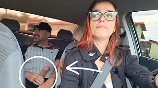 Skinny Redhead Brazilian Taxi Driver Catches Client Jerking Off in Backseat - Amateur Car Masturbation & Public Nude
