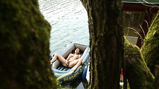 Busty girl masturbates in appealing scenes until she comes