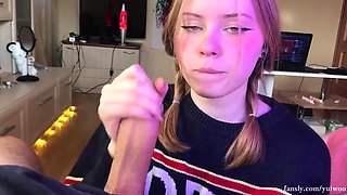Student girl gently sucks and loves cum
