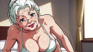Ai Old Women in Bedroom Teasing and Flashing Tits