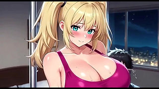 Blonde girl having fun