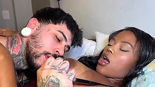 Curvy Buxom Ebony Babe Gets Her Plump Ass Jizzed After Hot Sex With Her Hunky White-skinned BF