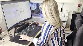 The Secretary Takes a Break in the Office and Starts Masturbating.