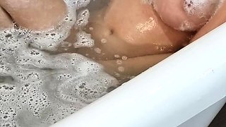 Glamour babe with big boobs masturbates in lingerie