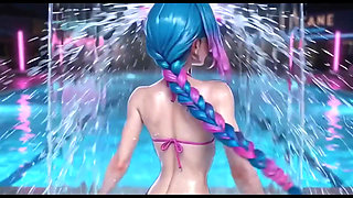 Explicit Jinx Hentai Compilation, Wet Shiny Body, Multiple Poses, Arcane Ai