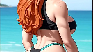 Huge Ass Bounce on Beach, Ai Animation