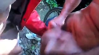 Mature Outdoor Handjob Adventure with Daddy