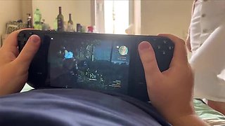 Stepmom Cherry Ice Surprise Blowjob & Handjob While I Play Witcher 3 - POV Homemade Taboo Sex