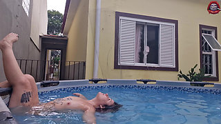 Your Slut Neighbor Showing Herself in the Pool
