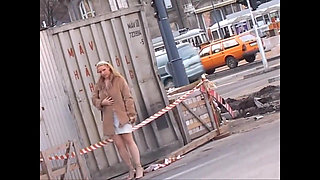 This Beautiful Busty Girl Masturbates on the Street and Gives a Blowjob at Home