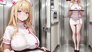 Kneeling in a White High-cut Uniform with Liquid Splashing on Her Chest.