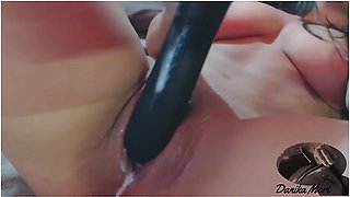 Creamy pleasure dripping down her thighs