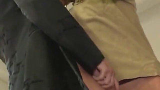 German Milf with huge boobs surprises the worker with hot sex