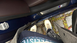 Parking Lot Handjob Next to Stranger and Bus Cum Finish