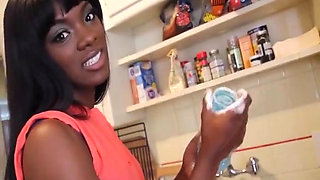 Sexy Ebony Ana Foxx White Dick Finish