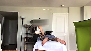 Beautiful brunette caught fucking on hidden cam massage