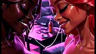 Beautiful Lesbians Tongue and Kiss Fetish, Ai Animation