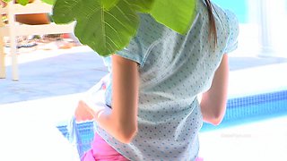 A group of real party amateur teens riding cock outdoor