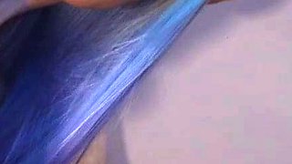 Pink labia close up of naive brunette