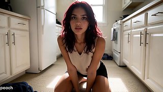 Blonde Mediterranean Gets Fucked Hard in Kitchen