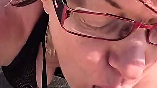 Deepthroating and Cum Swallow at the Pool