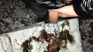 Touching Snow with Cock, Pee and Cum in Snow