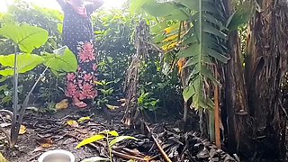 Amazing Pee in Pot Outdoor with Nomita Boudi - Desi Village Sex