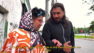 Pierced Belly Mature Gets Ass Fucked in Driving Bus