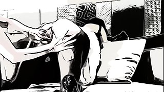 Hentai redhead gives blowjob and having sex